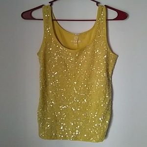Yellow sequin tank top